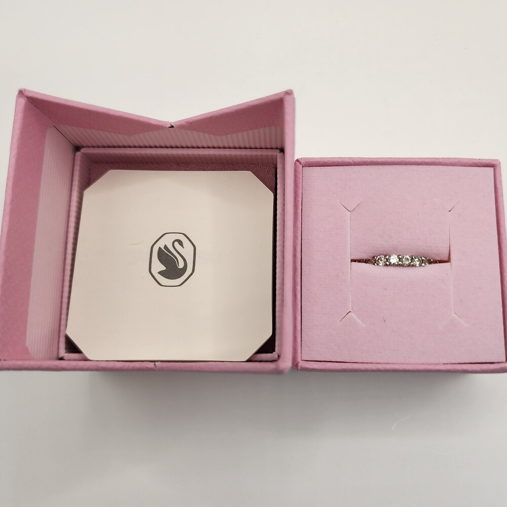 Swarovski Vittore Round Cut White Zirconia Rhodium Plated Eternity Ring New Box